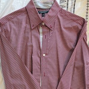 Men's Size Medium Banana Republic Tailored Slim Fit Shirt in Red/White